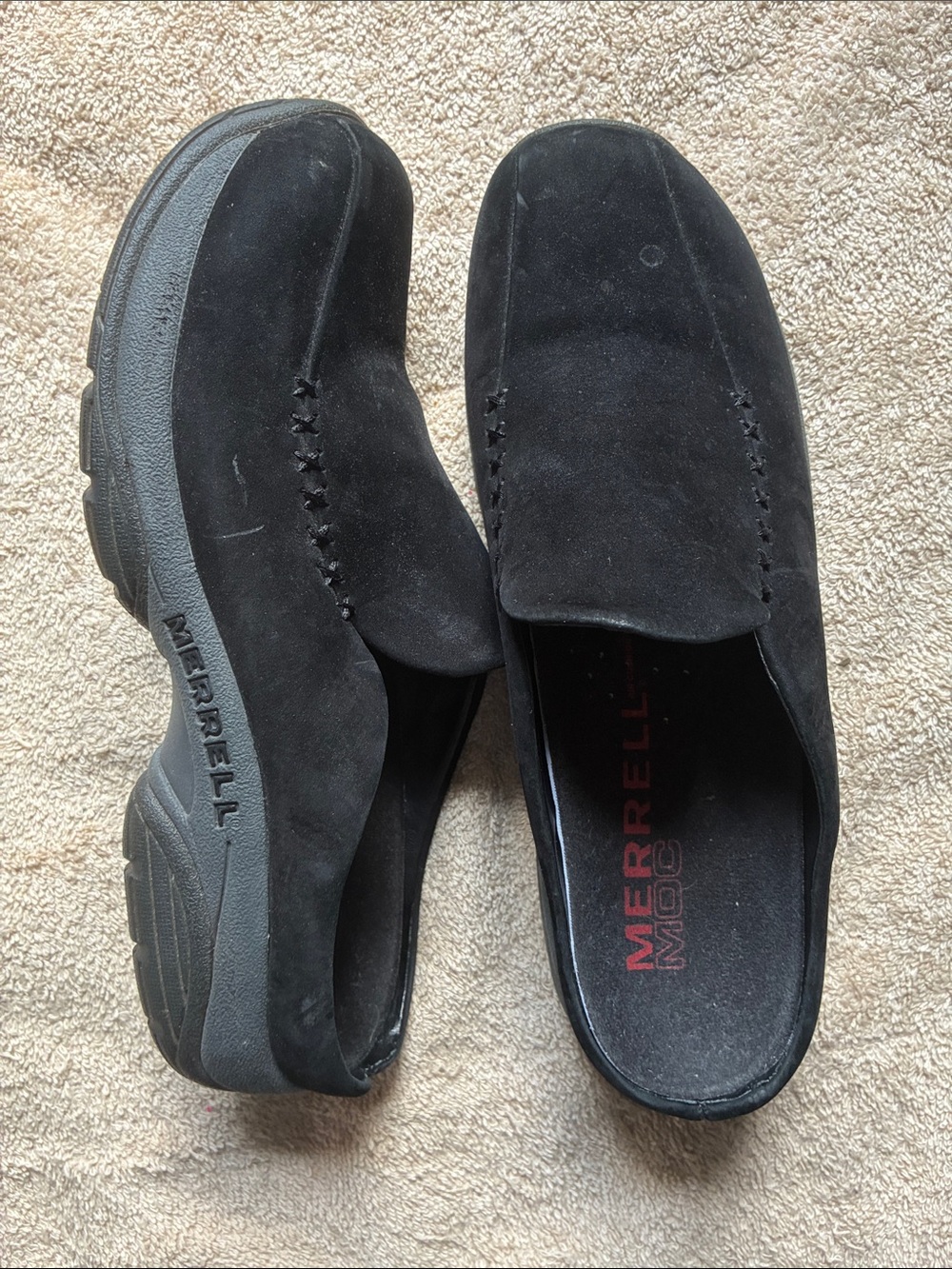 Merrell 10 Black Slip-On Women's Suede Mules